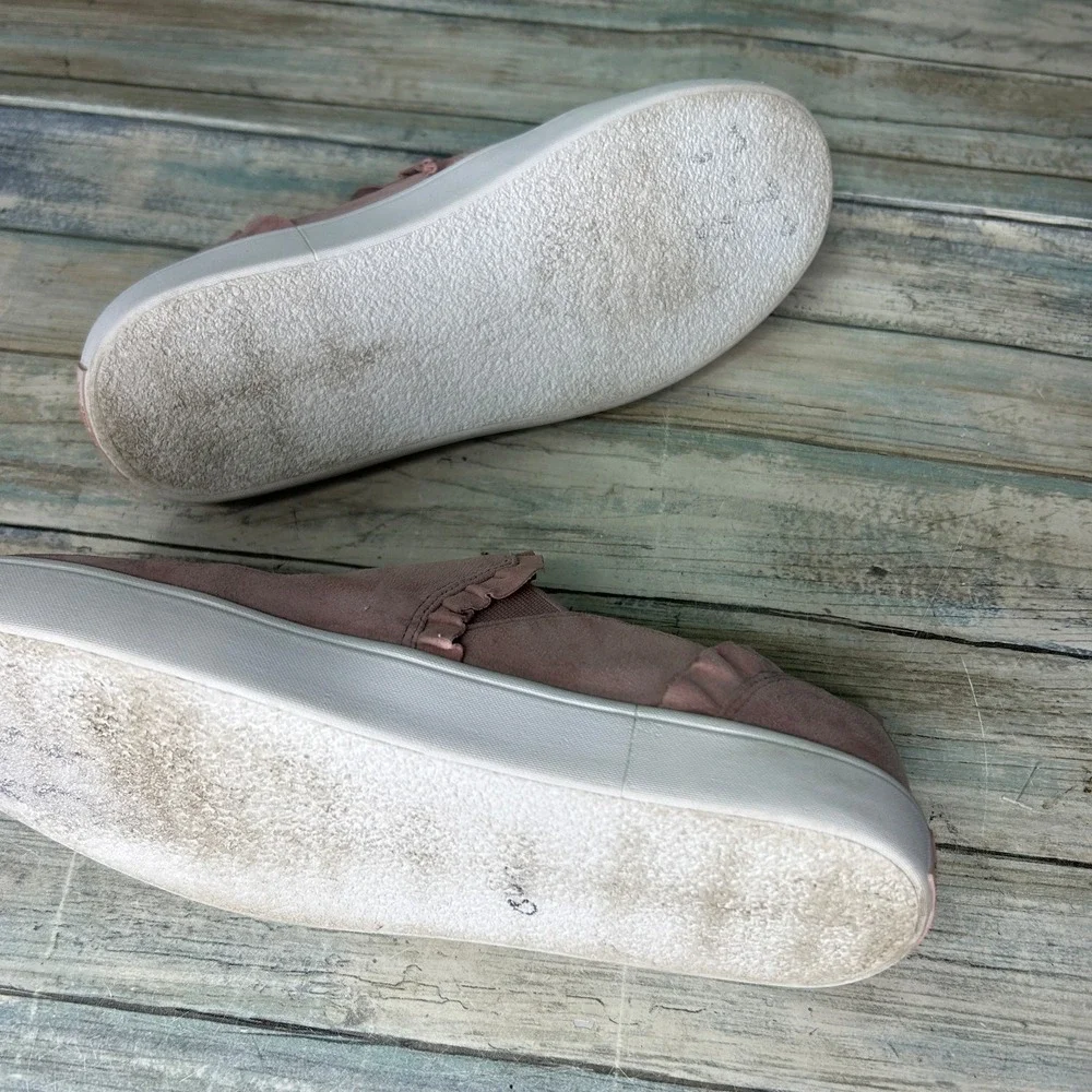 Kate Spade New York Womens 7M Leather Lillie Ruffle Slip On Sneakers‎ Suede